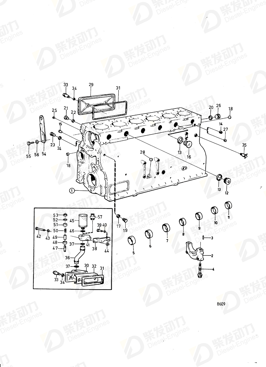 volvo penta Cylinder block 422960 Drawing volvo penta Cylinder block 422960 Drawing
